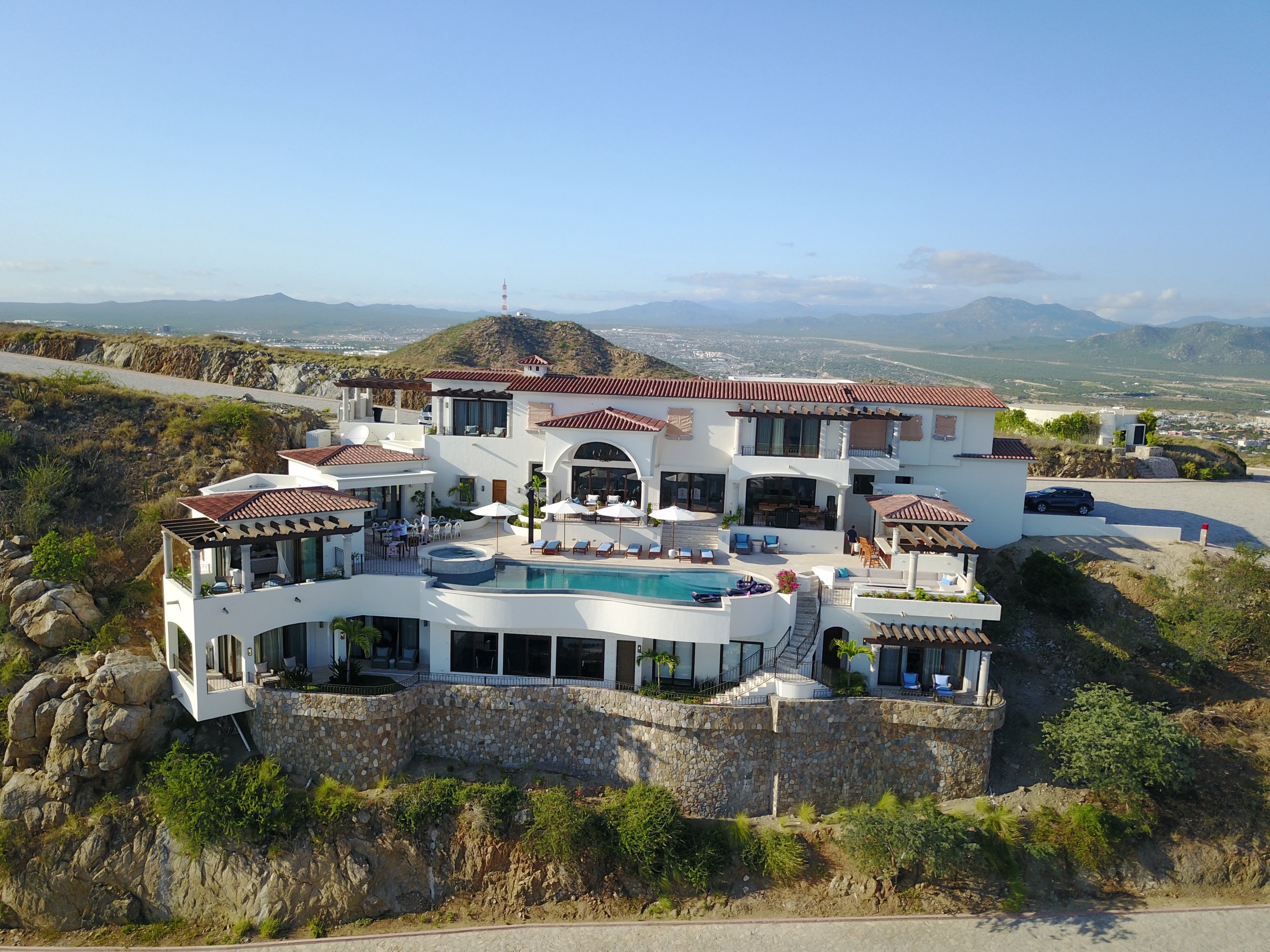 Casa Stella seen from the air above the Pacific