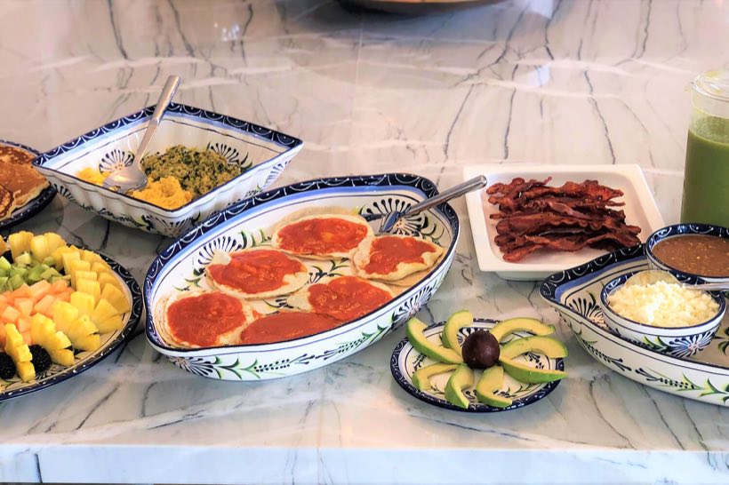 The kitchen stocked and laid out before arrival