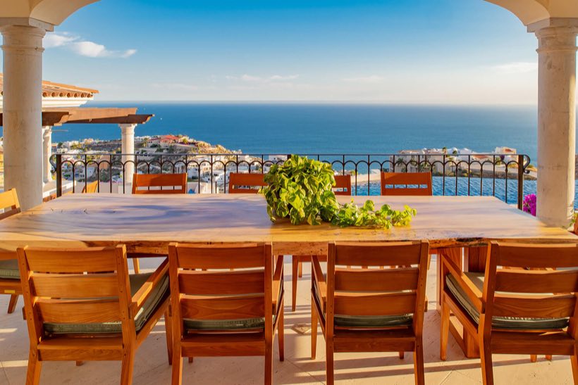 The shaded dining terrace